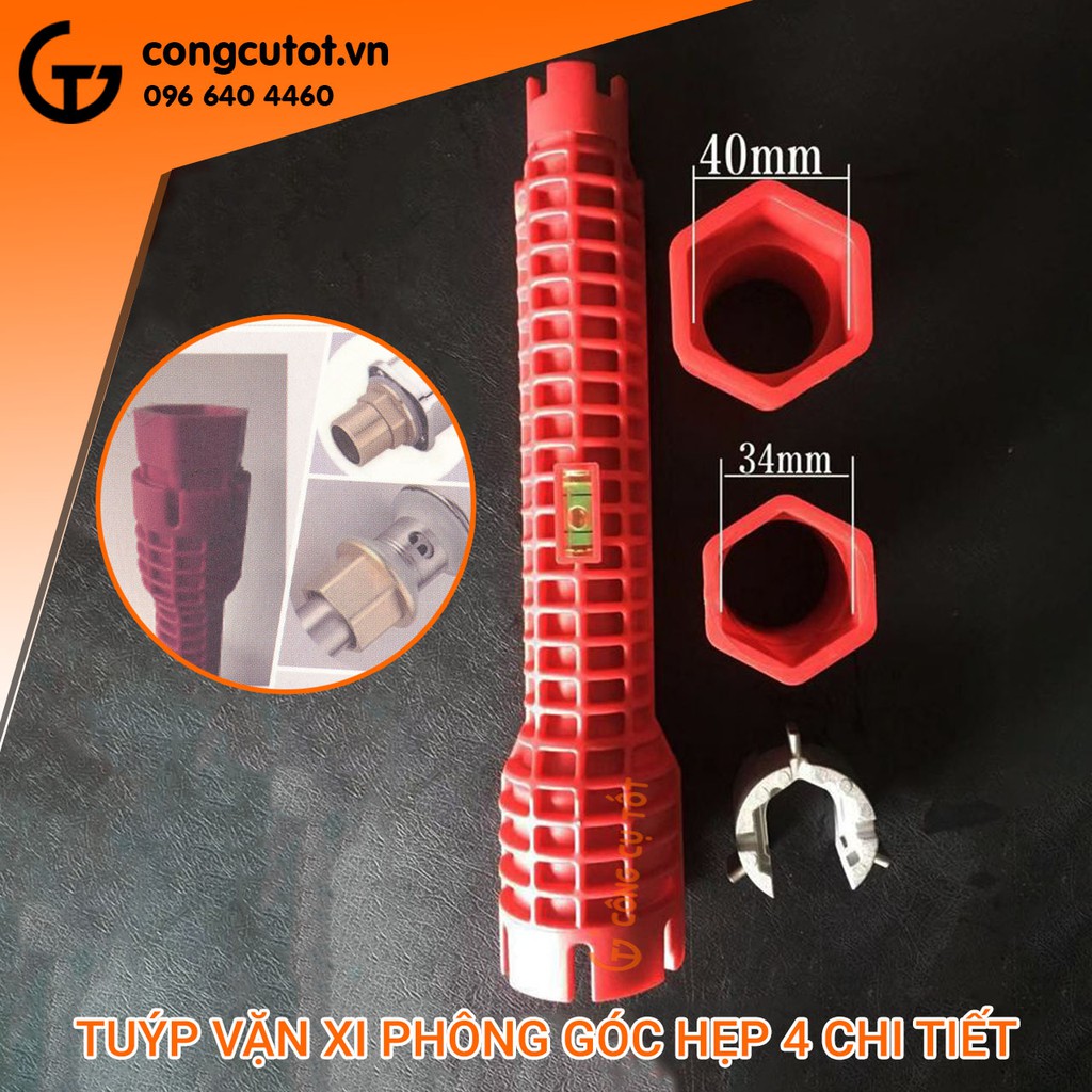 Tuýp vặn xi phông góc hẹp 4 chi tiết
