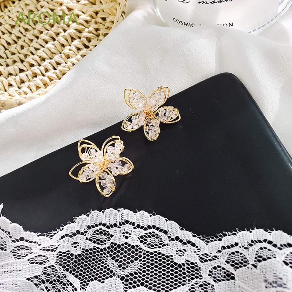 Khuyên Tai Kim Loại Hình Bông Hoa Phong Cách Hàn Quốc Dành Cho Nữ|1 Cặp Trang Sức
