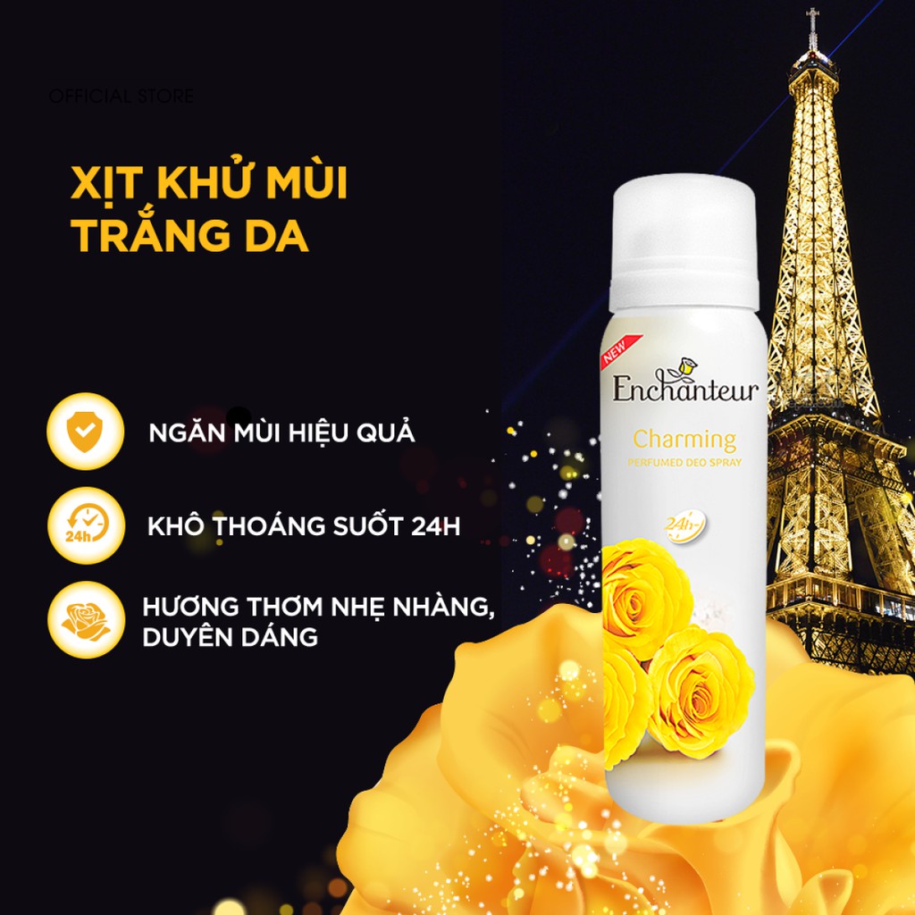 [MỚI] Xịt khử mùi Enchanteur hương Charming 150ml - Tặng Sữa tắm Charming 100gr