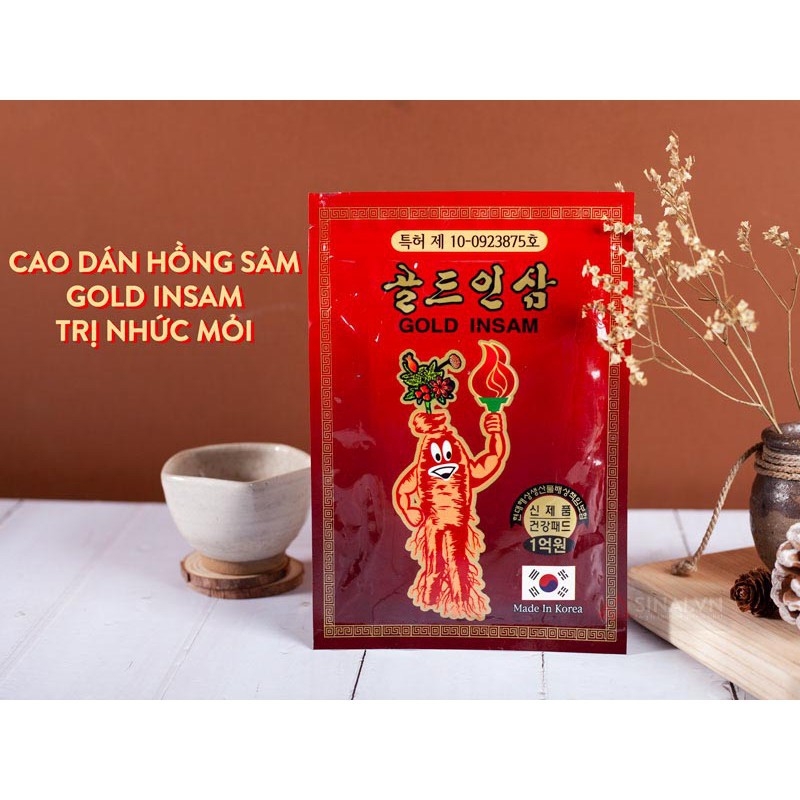 Cao Dán Hồng Sâm Gold Insam Đỏ Chính Hãng Hàn Quốc, Túi 20 miếng