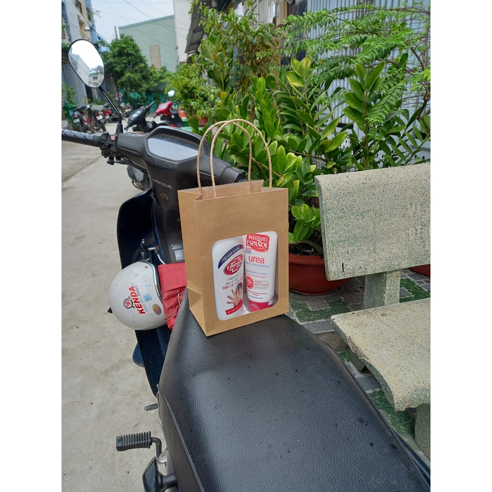 25 cái - Túi giấy kraft đựng quà tặng,thực phẩm mỹ phẩm có mặt kính supor - Mẫu số 59