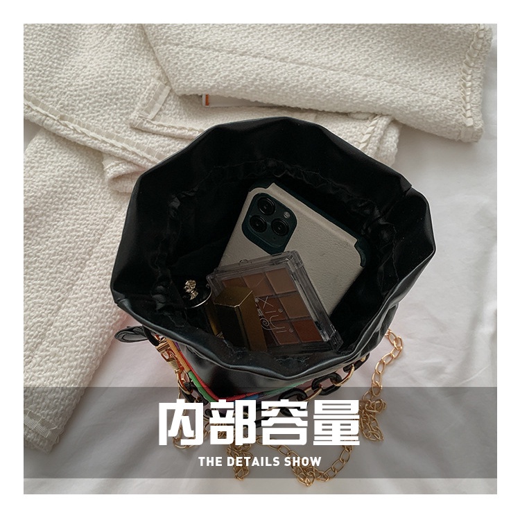 Túi xách messenger Jasmin Noir bằng da PU đeo vai dây xích hình vuông nhỏ thời trang cho nữ
