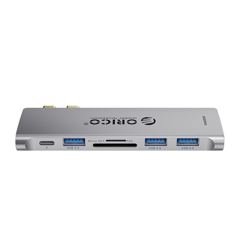 Đế cắm (Docking) đa năng Orico 2CT-6TS-GY 6 trong 1 cổng Type C  - MacBook - Hàng Chính Hãng