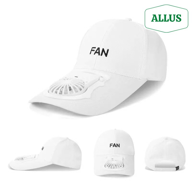 Mũ quạt mini, mũ lưỡi trai gắn quạt làm mát ngày hè, khi đi du lịch, dã ngoại, thể dục ngoài trời ALLUS