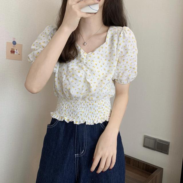 Áo Sơ Mi Ngắn Tay Họa Tiết Hoa Thời Trang Cho Nữ áo croptop JL-TX-196