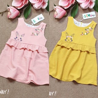SIZE 2-13 (10-35kg) ĐẦM BÉ GÁI VẢI THUN ĐŨI HIỆU SCHUKIDS THÊU HỌA TIẾT THỎ VIỀN BÈO EO