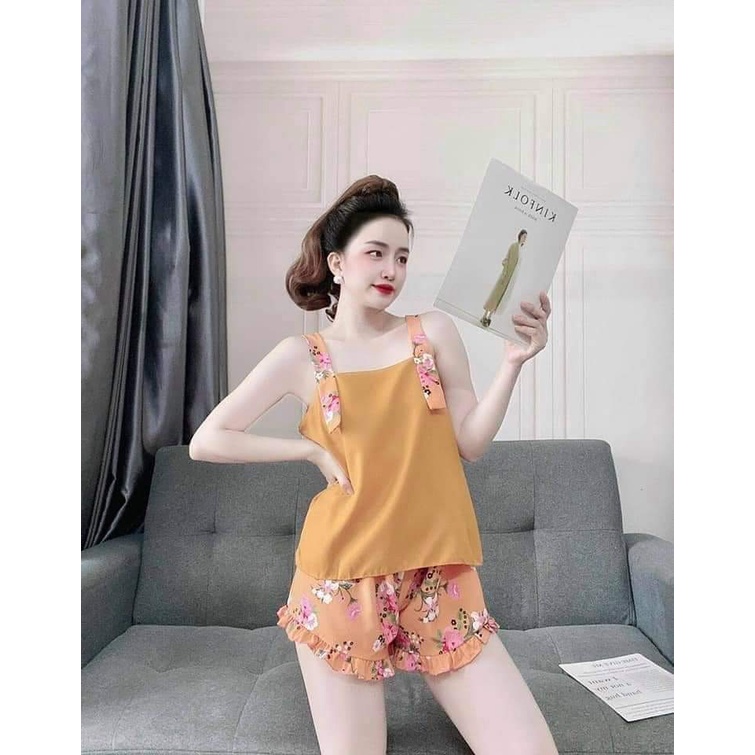 Bộ hai dây, bộ ngủ, bộ mặc nhà chất Kate lụa mềm, mịn, mát | BigBuy360 - bigbuy360.vn