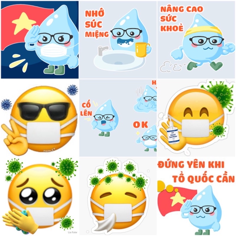 Sticker CORONA Covid 19 :30-60/ ảnh dán chủ đề corona virut covid 19/ hình dán bảo vệ COVID