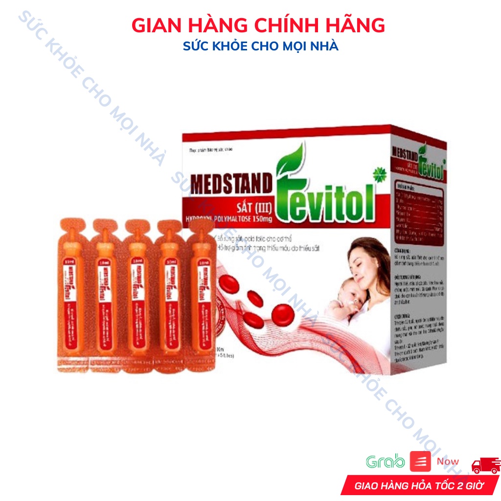 Medstand Fevitol. Bổ sung sắt và Acid folic cho bà bầu, trước sinh, sau sinh và em bé - Dạng ống siro dễ uống