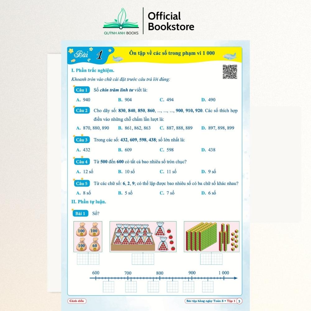 Sách- Combo BÀI TẬP HÀNG NGÀY TOÁN, TIẾNG VIỆT Lớp 3 CÁNH DIỀU KÌ 1