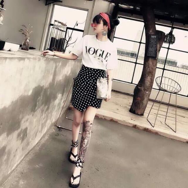 Sét áo phông váy chấm bi