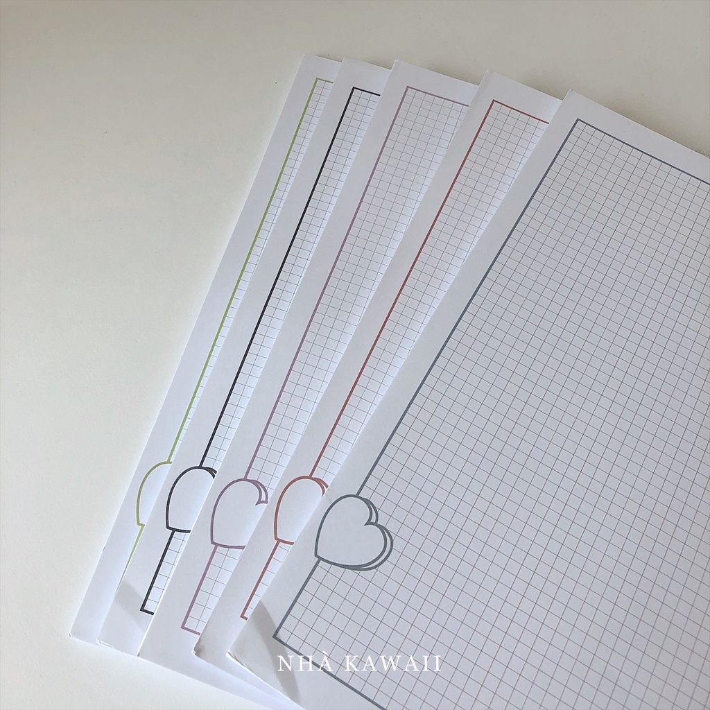 Tập giấy ghi chép hình trái tim Heart size B5, giấy take note dễ thương