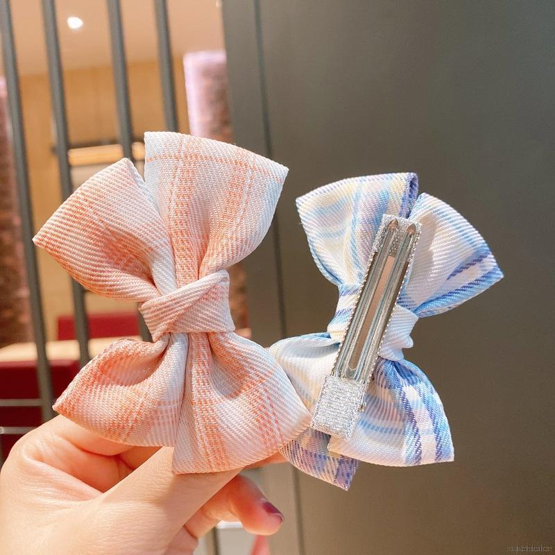 Kẹp Tóc Nơ Sọc Ca Rô Đáng Yêu Thời Trang Cho Bé Gái