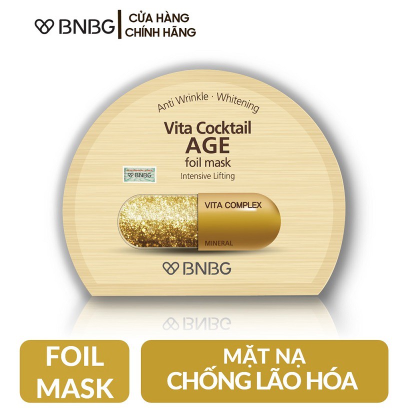 [Hàng Chính Hãng, Có Tem] Combo 05 Mặt Nạ Chống Lão Hóa BNBG Vita Cocktail Foil Mask Cho Da Khô 30ml x 05 #Age