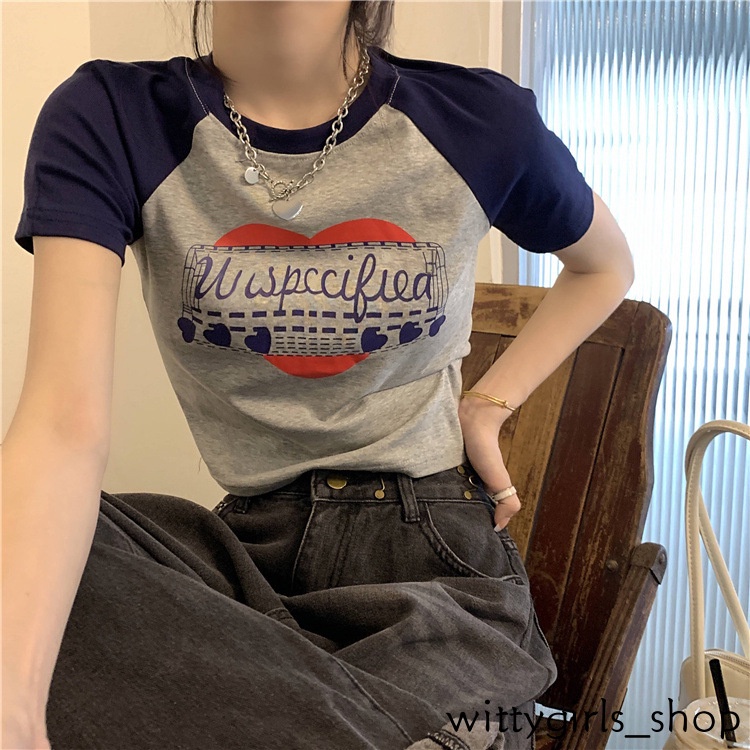 Áo Thun Nữ Ngắn Tay Cổ Tròn Thời Trang Hàn