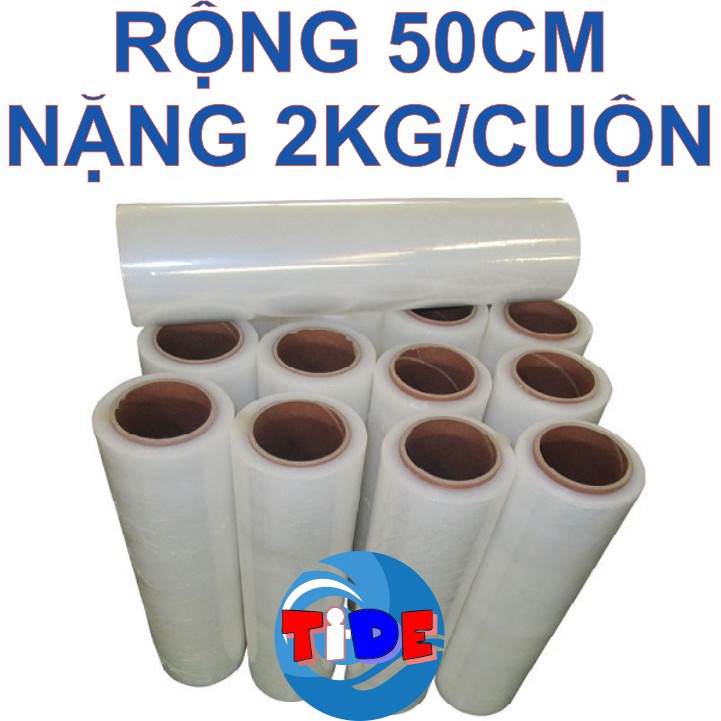 [2kg x 50cm] Màng chít PE  dùng bọc hàng hoá và cuốn pallet – Rộng 50Cm x 2Kg/cuộn