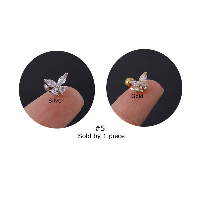 1 bông tai 16gauge bằng thép không gỉ nhiều họa tiết lựa chọn