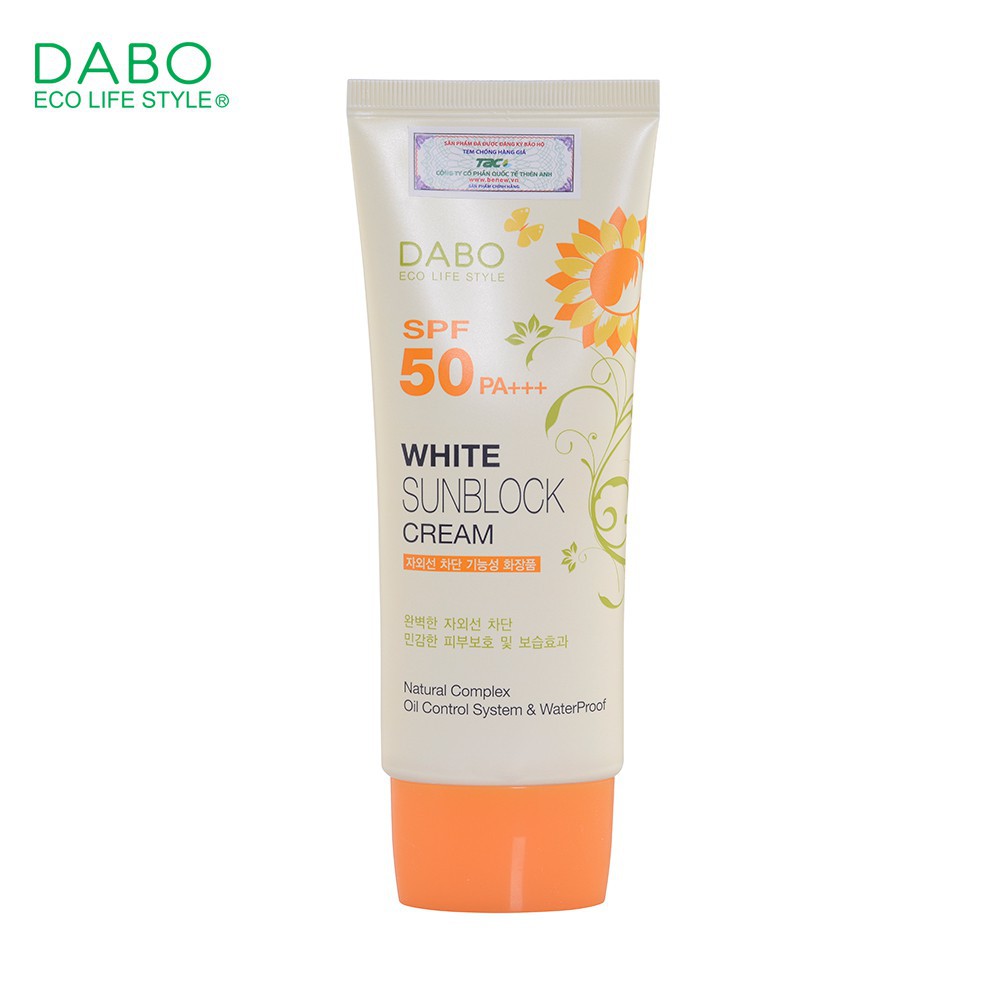 Kem chống nắng chống lão hóa Dabo White Sunblock Cream SPF50 70ml - Hàn Quốc Chính Hãng