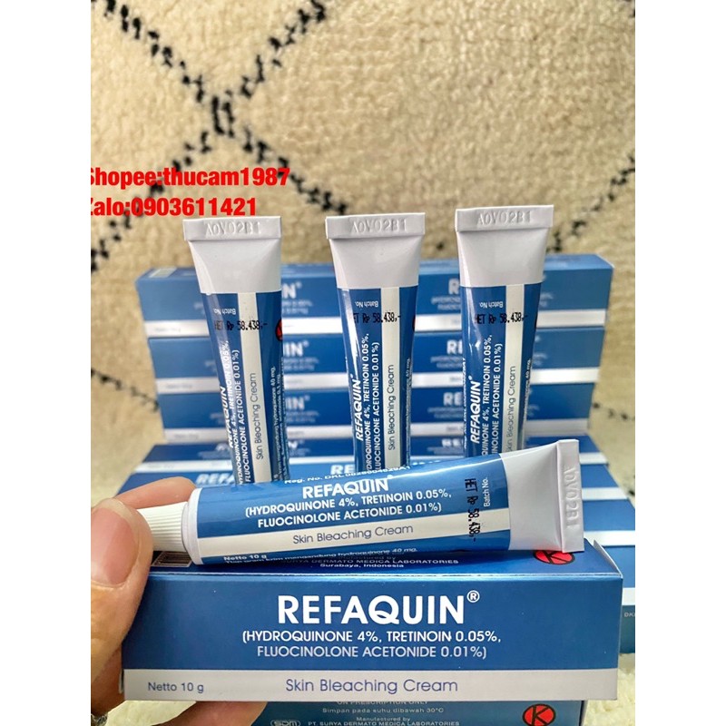 kem Refaquin Hydroquinone 4% Tretinoin 0,05 % trắng da loại bỏ mụn ,nám, đốm đen ,tàn nhang .