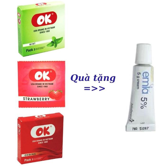 [MUA 1 TẶNG 1] BAO CAO SU OK +  QUÀ TẶNG KÈM