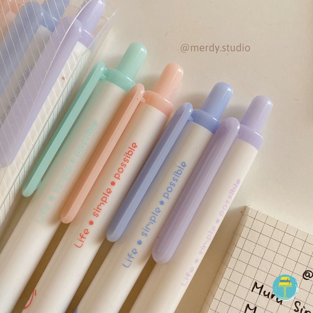 Bút bấm MURA Simple Life vỏ pastel ngòi 0.5mm