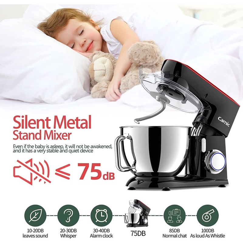 (Voucher 300K) Máy nhào bột Camic 9L 1800W thân vỏ kim loại - trộn bột, quết chả giò, trà bông .. Hàng xuất UK