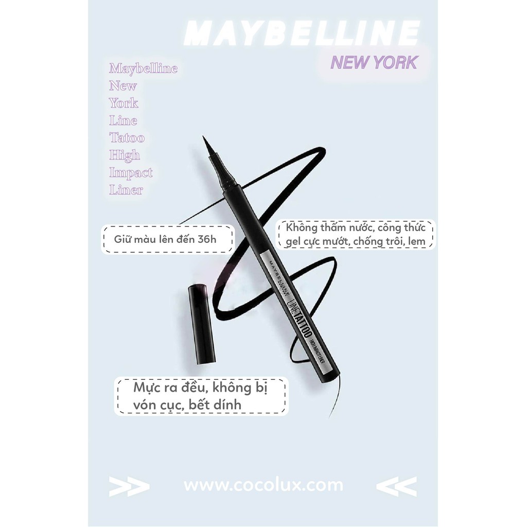 Bút Kẻ Mắt Nước Lâu Trôi 36H Maybelline New York Line Tatoo High Impact Liner-[COCOLUX]