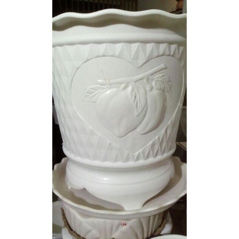 chậu nhựa hình trái đào trắng size to 41*39cm trồng hoa cây cảnh