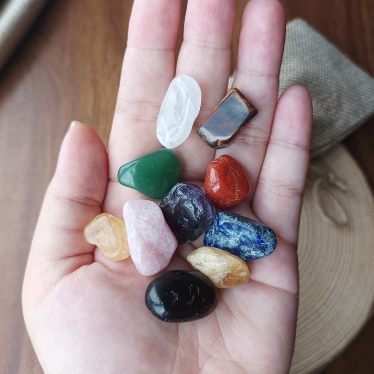 Set 10 Viên Đá T.Nhiên Thanh Tẩy Tarot Tặng Kèm Túi Vải
