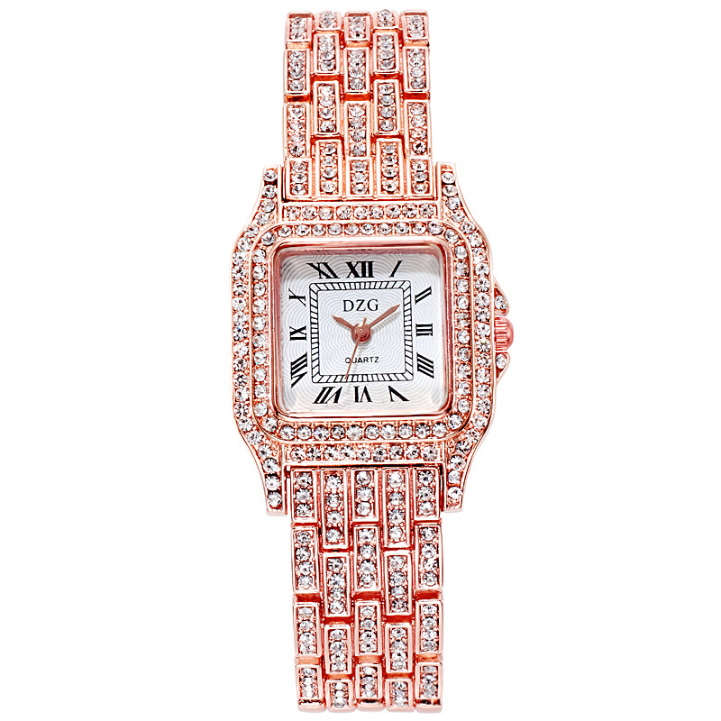 Luxury Rose Gold Diamond Watches With bracelet Women fashion Quartz Wristwatches Creative Rectangle Stainless Precision Waterproof Watch