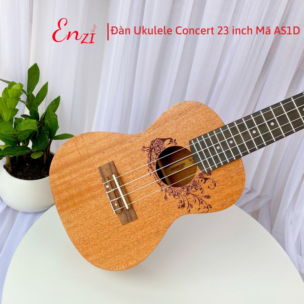 Đàn ukulele concert C20T Enzi 23 inch gỗ mộc họa tiết chú khỉ giá rẻ cho bạn mới bắt đầu tập chơi