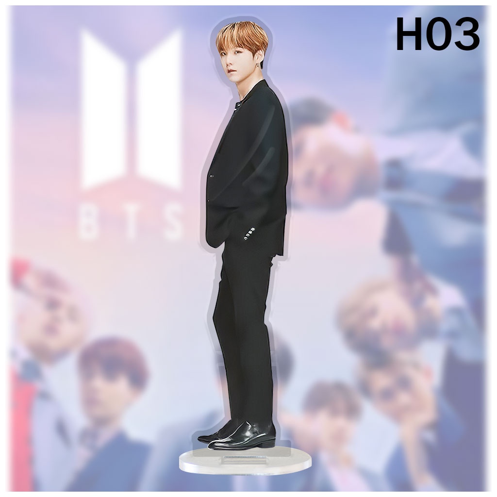 Mô hình đứng bằng arcrylic Jin Suga J Hope Rm Jimin V Jungkook nhóm nhạc BTS để bàn làm việc góc học tập cao 15cm