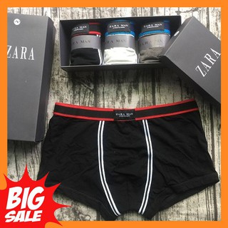 Hộp 3 quần lót nam ZARA cao cấp chất cotton co giãn thoáng mát mẫu quần sịp nam đẹp nhất hiện nay