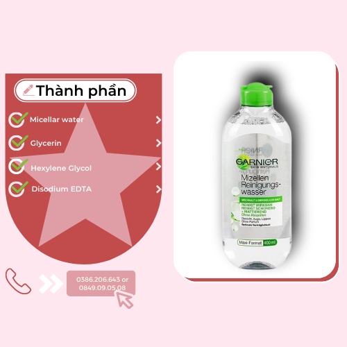 Nước Tẩy Trang Garnier Micellar Hồng/ Vàng/ Xanh Skinactive Cleansing Water 400ml TT2618 | WebRaoVat - webraovat.net.vn