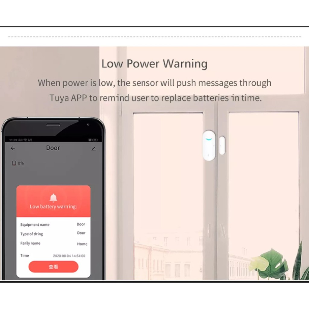 Cảm Biến Cửa WiFi Tuya Smart.Thiết bị phát hiện Mở/ Đóng. Tương thích Với Alexa Google Home