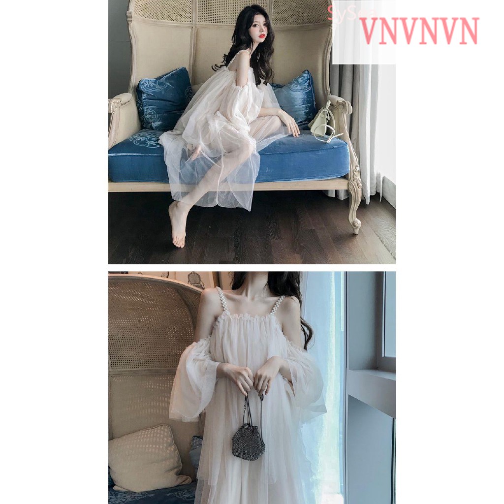 Đầm Maxi Chất Chiffon Thiết Kế Trễ Vai Quyến Rũ Cho Nữ