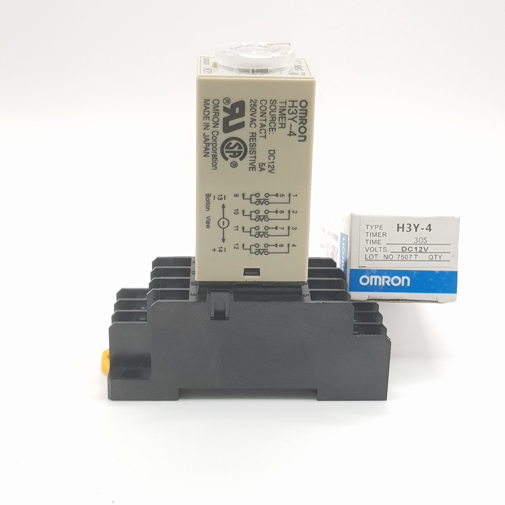 Rơ le 12V 30 giây, Relay thời Gian Timer Omron H3Y-4 14P 12V, H3Y-4, rơ le thời gian