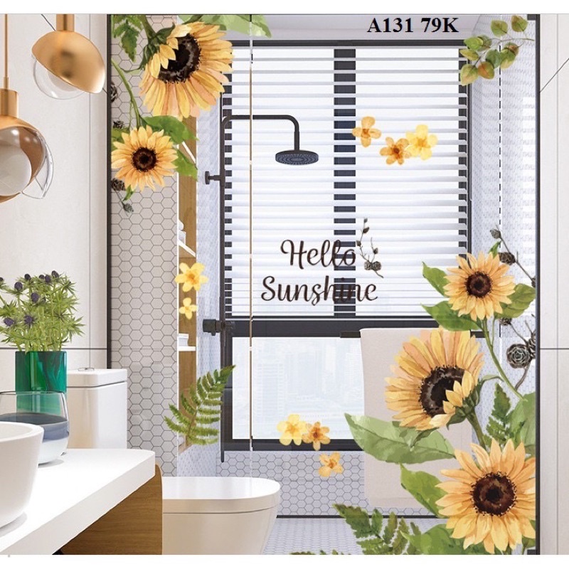 Decal dán tường⚡️𝐅𝐑𝐄𝐄 𝐒𝐇𝐈𝐏⚡️ Decal Hoa hướng dương cỡ lón kiểu Hàn - PVC chống thấm nước, keo siêu dính