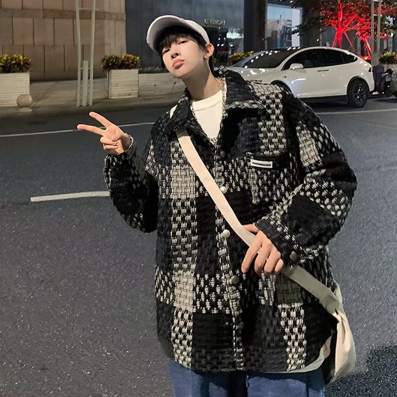 Áo Khoác Nhỏ Cổ Bẻ Họa Tiết Kẻ Sọc Mẫu Mới 2022 Thời Trang Đường Phố Mùa Thu Cao Cấp Cho Nam M - 2XL