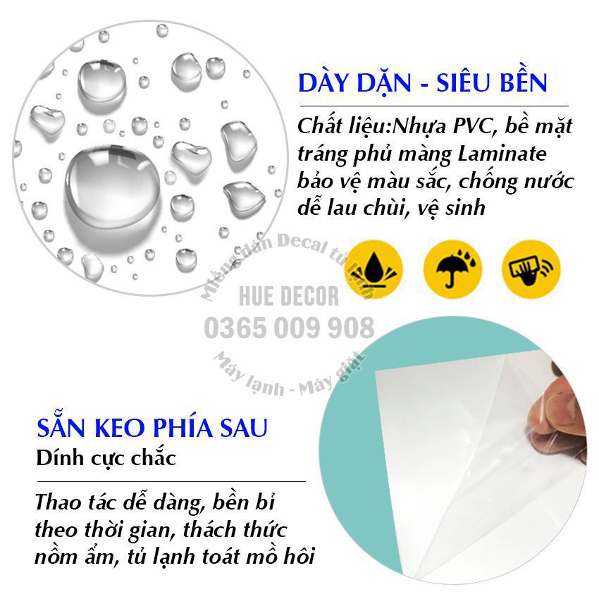 Decal dán tủ lạnh- máy giặt 3D Hoa Sen hồng HUE DECOR chất liệu decal cao cấp siêu bền, chống nước