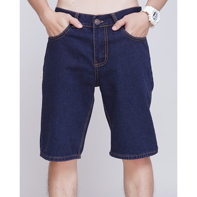 Sale combo 2 quần short jean nam xanh trơn đơn giản, quần đùi nam ngắn chất vải cứng không co dãn (tặng kèm vớ)-XM049