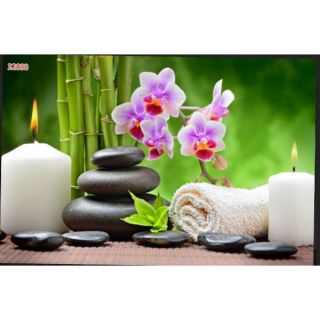 Tranh 3D phủ KIM SA treo tường quán Spa KT 120x80cm