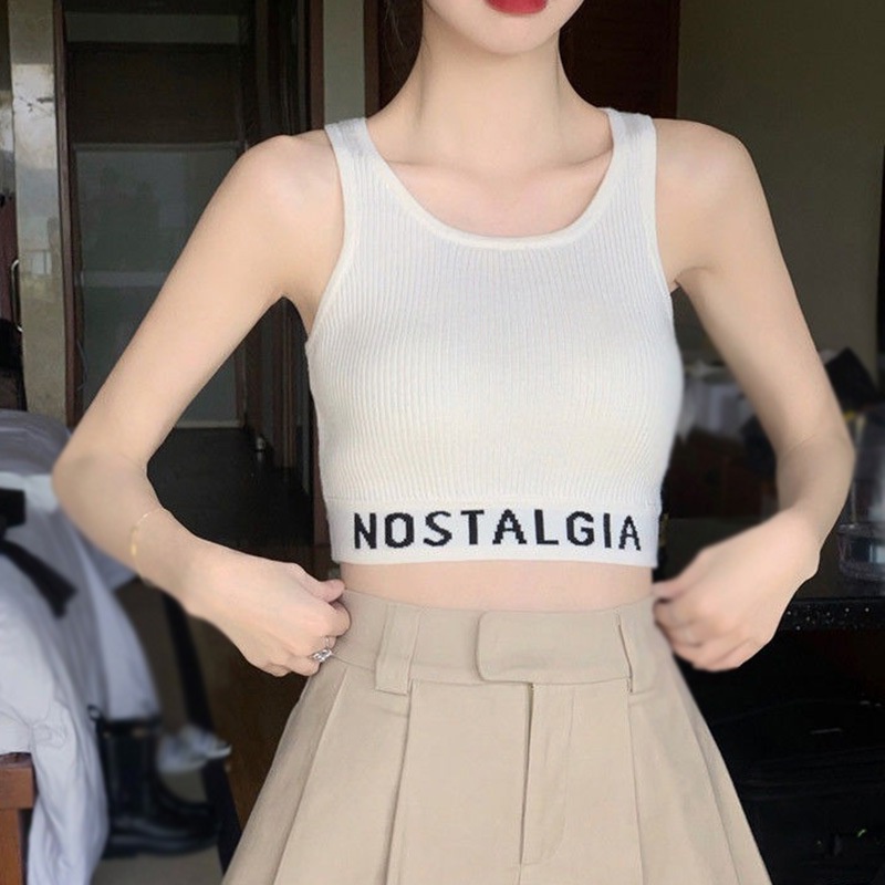 Áo Croptop Dệt Kim Mềm Mại Phong Cách Thể Thao Thời Trang Cho Nữ