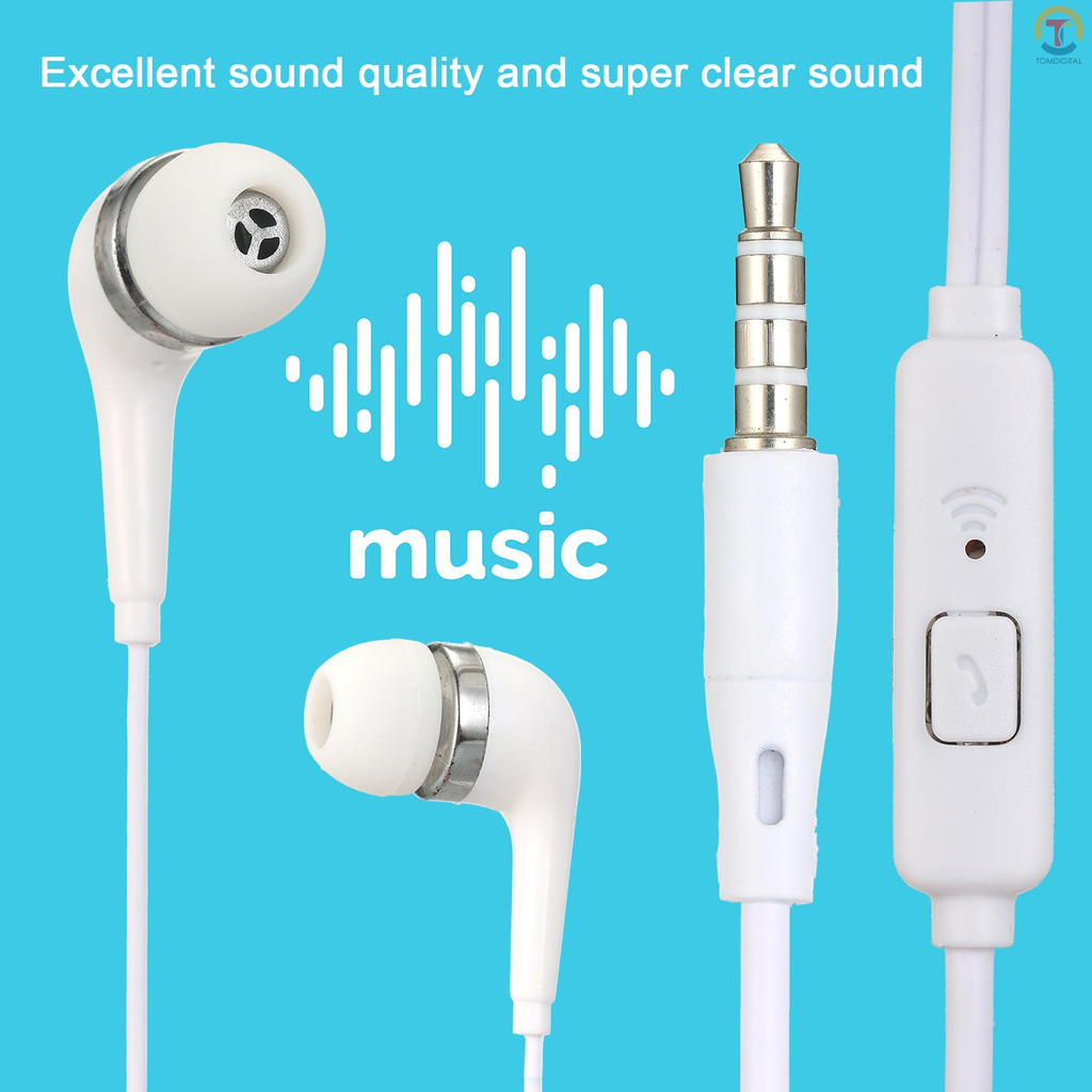 In-Ear 3.5MM Wired Earphones Music Headphone with MIC Wire Control Earbuds for Mobile Phone Computer Laptop Tablet