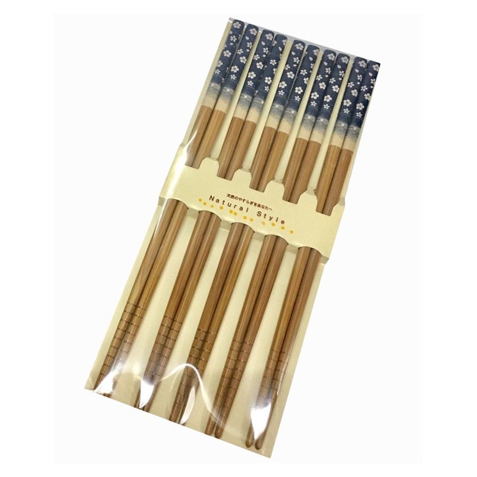 Bộ 5 đũa mẫu hoa xanh cầm chắc tay