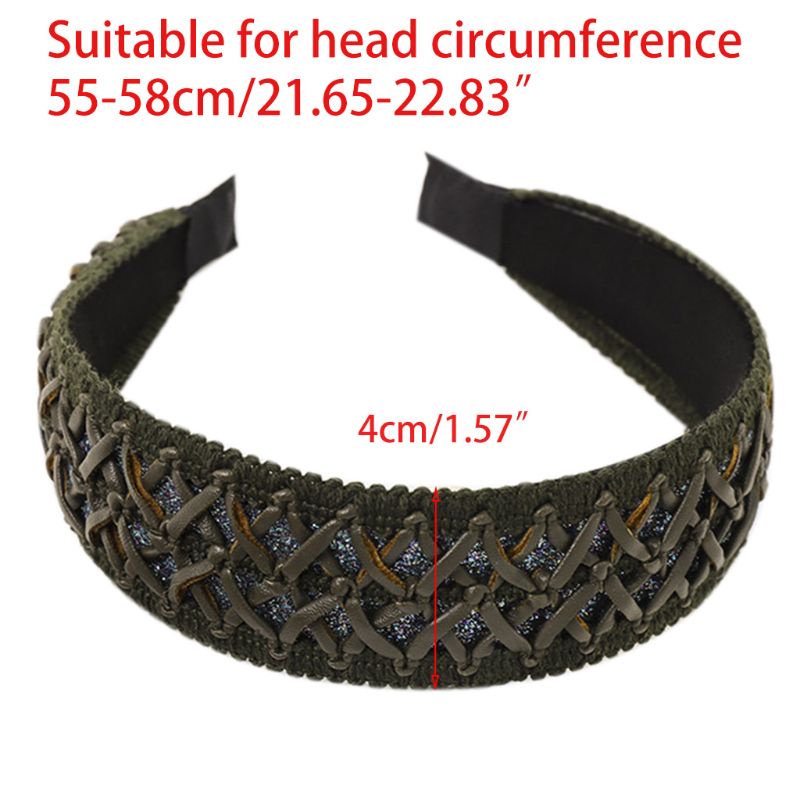 Băng Đô Bện Tóc Bằng Da Nhân Tạo Bản Rộng Thời Trang Hàn Quốc Cổ Điển Cho Nữ