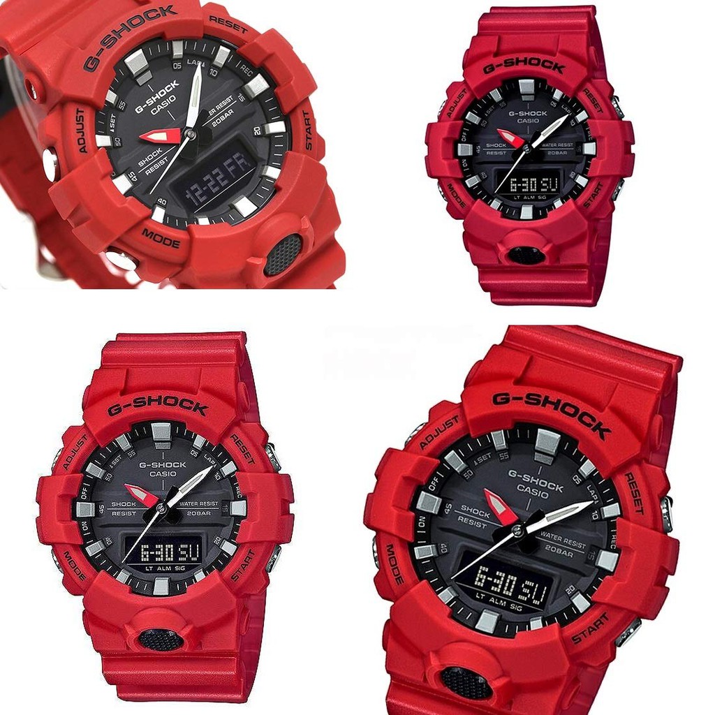 Đồng hồ nam Casio G-Shock GA-800-4ADR &amp; GA-800-1ADR chính hãng - Mặt Đen Dây Đỏ