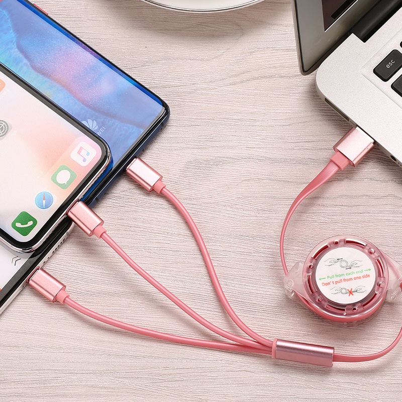 Dây cáp sạc nhanh 3 trong 1 thích hợp cho iPhone và Android