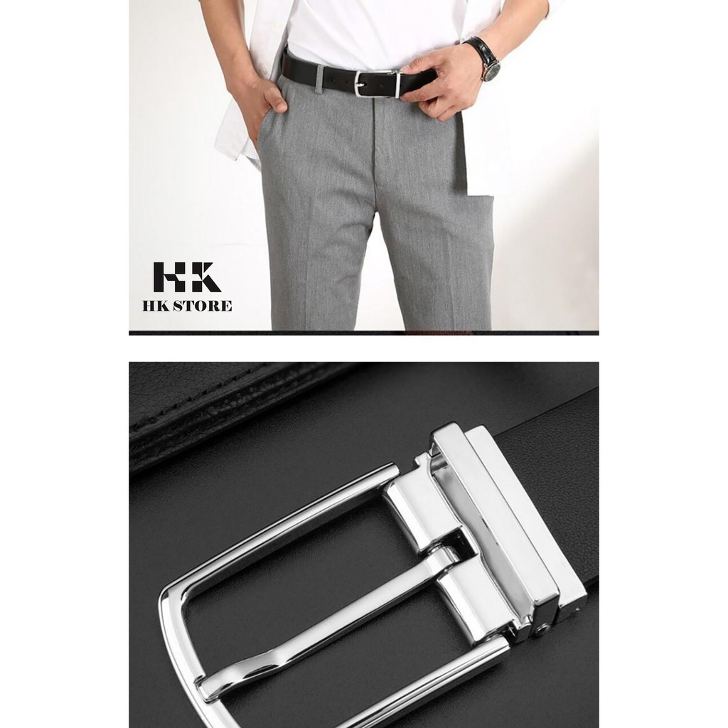 Dây lưng nam da miếng 💝 HK STORE 💝 bảo hành 5 năm đối với hàng chính hãng da bò nguyên miếng siêu đẹp siêu bền này.