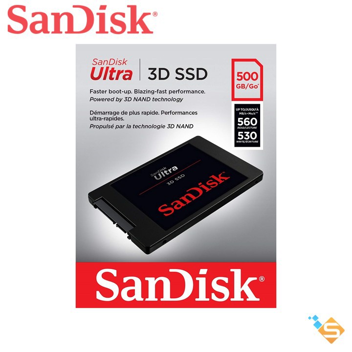 Ổ cứng SSD Sandisk Ultra 3D 500GB - 250GB 550MB/s 2.5&quot; SATA III (Đen) - Bảo Hành Chính Hãng 5 Năm